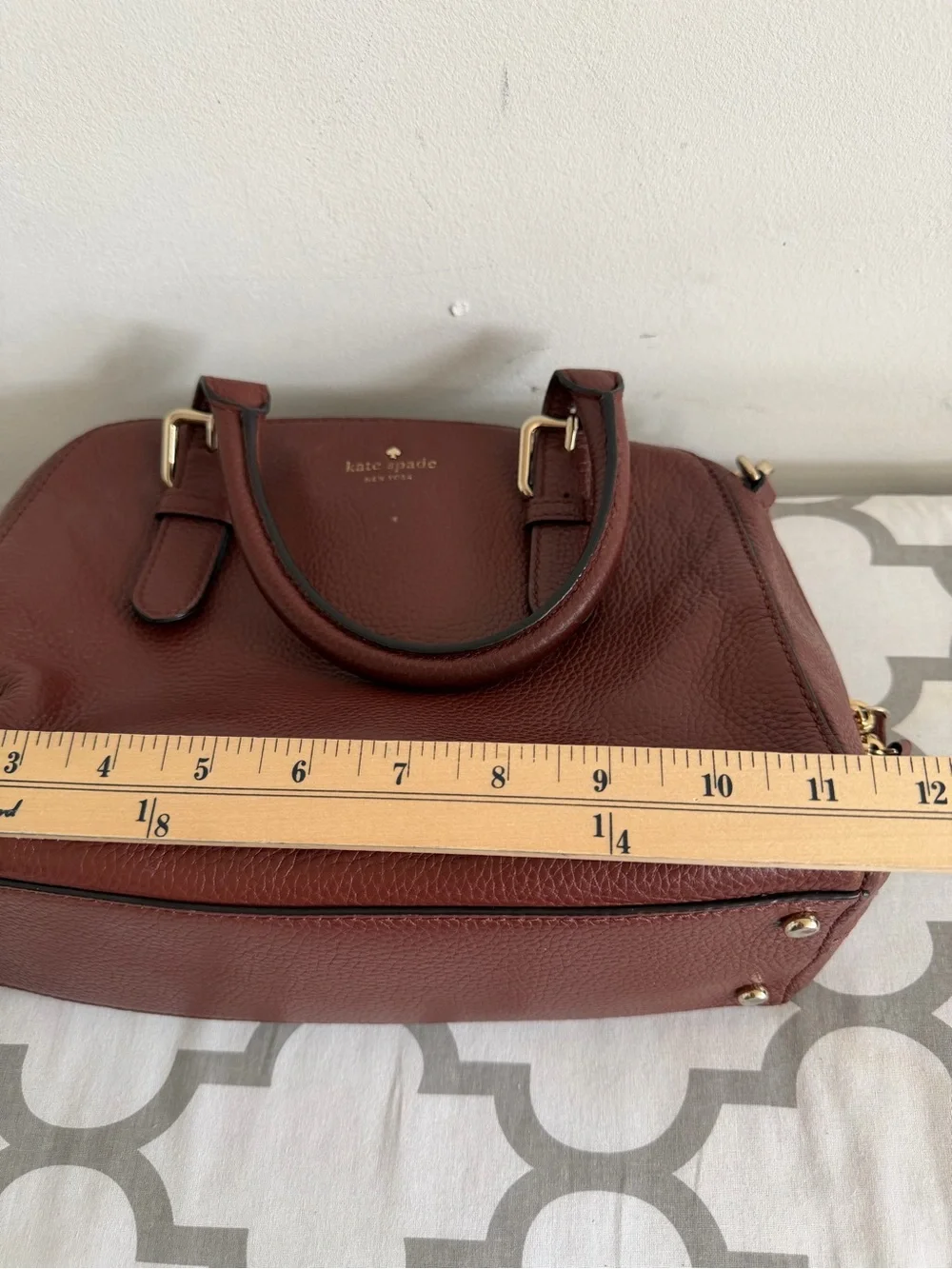 kate spade Brown Pebbled Leather Satchel with Gold Hardware